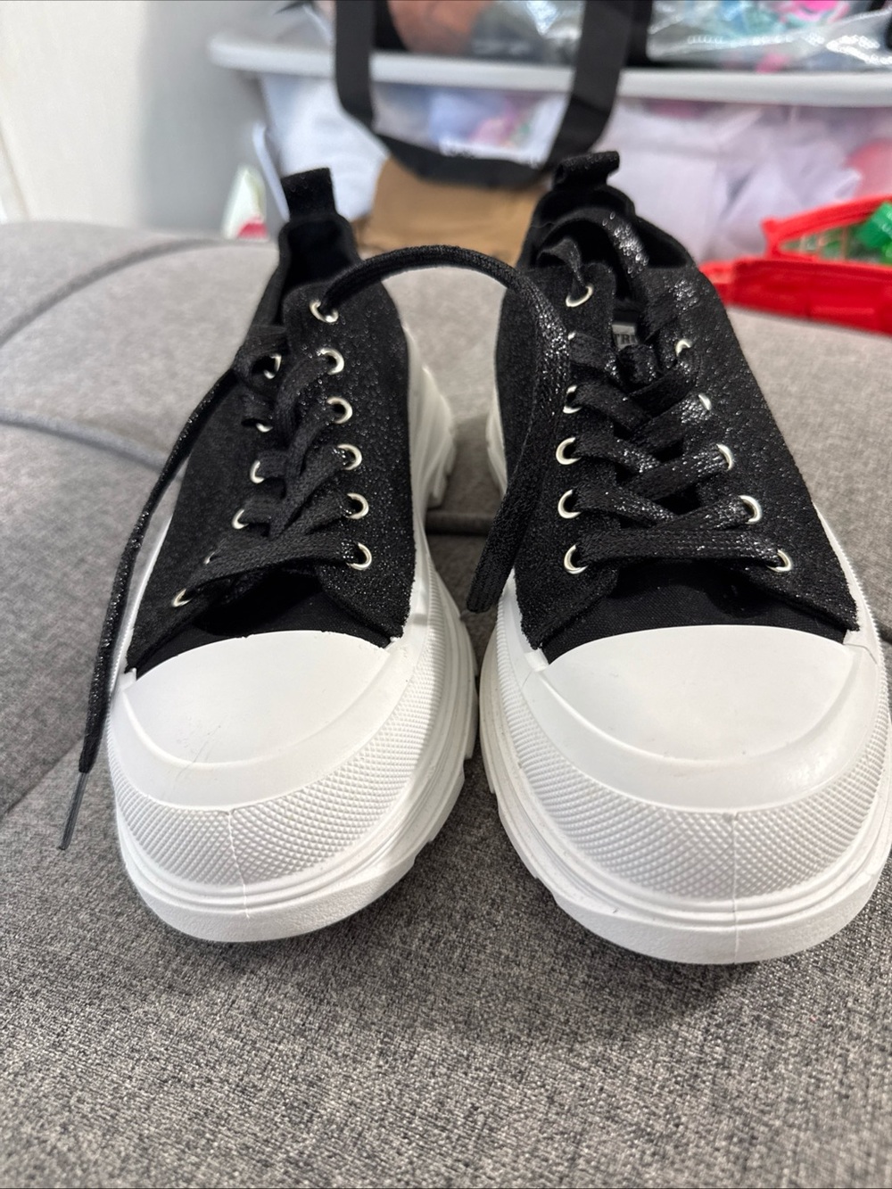 True Religion Janis Sparkling Platform Shoes Sneakers Black Women's 9